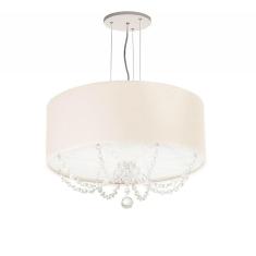 Lustre Pendente Com Cristais Cilindrica 40X15 Branco