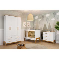 Quarto Completo Retro Bebê Moveis Peroba Guti berço 5x1 