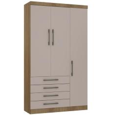 Guarda Roupa Modulado 132cm 3 Portas e 4 Gavetas Paris Luciane Móveis