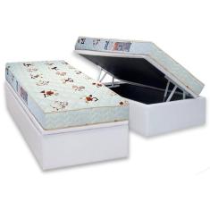 Cama Box Baú Solteiro: Colchão Espuma Luckspuma D23 Roland Garros Pro + Base CRC Courano White(88x188)