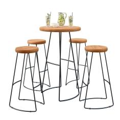 Kit Mesa Bistrô Redonda E 4 Banquetas Alta Astra Base Metálica - Pallazio