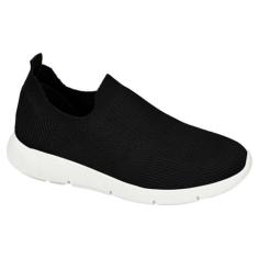 Tênis Casual Feminino Slip On Knit Preto Tofu Bebecê T1344-460
