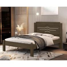 Cama de Casal 100% Mdf 103,5x144x195cm Sofia Castanho/Off White