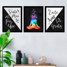 Kit 3 Quadros Decorativo 27X36 Ho'Oponopono Pintura Colorida - Quero M