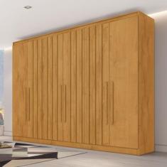Guarda-Roupa Solteiro Oxford 6 Portas 4 Gavetas Ripado 100% Mdf Peroba
