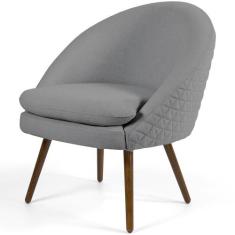 Poltrona Decorativa Fixa Pés Palito Rafa D02 Tressê Linho Cinza C-416 