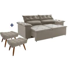 Conjunto Sofá Compact 2 metros retrátil e reclinável com Molas Espirai