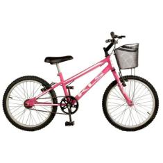 Bicicleta Aro 20 Kls Free Freio V-Brake Mtb Feminina, Pink, Branco