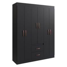 Guarda-Roupas 6 Portas 2 Gavetas Multimóveis CR35111, Preto