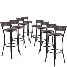 Kit 8 Banquetas Alta Forts Fibra Proteção UV Bancada, Área Gourmet, Ba