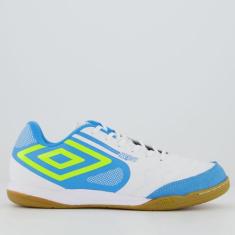 Chuteira Umbro Pro 5 Bump Club Futsal Branca e Azul, 44