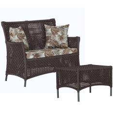 1 Sofá Área e Mesa Igapó Alumínio Pintura Preta Corda Náutica Estofado Impermeável Almofada 6 Trama