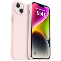 AOTESIER Capa compatível com iPhone 14 Plus, silicone de grau alimentício, resistente ao desgaste, proteção antiqueda com forro de microfibra macia antiarranhões 14 Plus, 6,7 polegadas, rosa giz