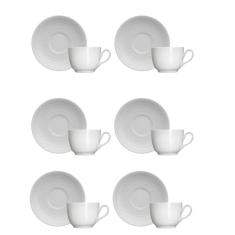 Conjunto De Xícaras Para Café Germer Chevron Em Porcelana 80 Ml 6 Peças Branco