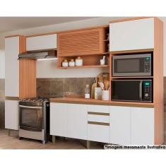 Kit De Cozinha Completa 5 Peças Thela Macadâmia (2aéreos+1balcão+2paneleiros) Czc20 Freijo-branco - Telasul