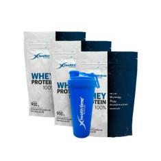 3x Whey Protein 100% Refil 900g (2,7 Kg) + coqueteleira - HEALTH TIME,