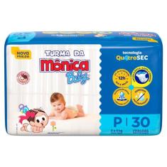 Fralda Turma da Mônica Baby Mega Tamanho P 30 Unidades Descartáveis, P