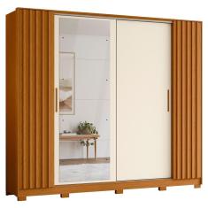 Guarda Roupa Casal 4 Portas 4 Espelhos Jacarandá Flex Cinamomo-off White - Albatroz