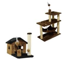 Casa Para Gatos Dois Andares Sem Rede E Brinquedos  Plataforma 3 Andar