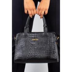 Bolsa de couro croco estruturada Emili-Feminino