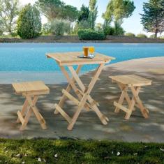 Conjunto Mesa Dobrável e 2 Banquetas - Walk Forest
