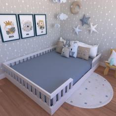 Cama Montessoriana Casal Cori Yescasa Branco/Cinza Cristal