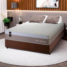 Conjunto Cama Box c/ Molas Ensacadas Sheffield Bege Viúva 128x188x65