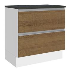 Balcão Madesa Acordes 100% Mdf 80 cm 2 Gavetas - Branco/rustic