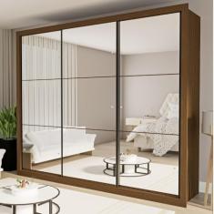 Guarda Roupa Casal com 9 Espelho 3 Portas Ravena Siena Móveis Freijó