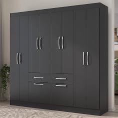 Guarda-roupa Casal 8 Portas 2 Gavetas 2 Basculante - Yescasa Preto