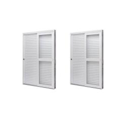 Kit com 2 Portas de Aço Veneziana de Correr Lateral 215x142cm 3 Folha Vidro Liso Qualitysol Branco