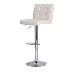 Banqueta Alta de Cozinha Giratória Ilha Gourmet Assento Estofado Com Altura Ajustável para Bar Bancada Balcão Gomos Branca