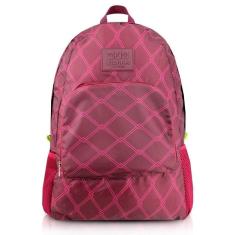 Mochila Dobrável Para Viagem Estampa Listrada Jacki Design Vermelho Escuro
