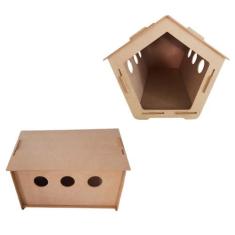 Casinha Pet Casa Cama Cachorro Gato Cabana Mdf Cru Almofada - Luma Pet