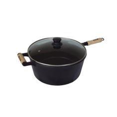 Caçarola de Ferro Com Cabo  e Tampa de Vidro  6 Lts - Rig Fundidos