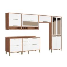 Cozinha Modulada Ronipa Syrah  6 Peças (3 Armários + 2 Balcões + 1 Paneleiro) 6P01 Sevilha/Branco