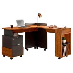 Conjunto de Escrivaninha Alessa com 2 Gavetas e Rodizios