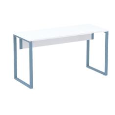 Mesa Escritório P25 TUB Pandin 150 cm (Larg) x 70 cm Prof Tampo MDP Branco Pé Aço Tubular Azul Dali