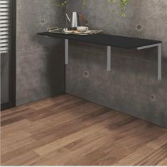 Mesa Suspensa de Estudos Parede 120cm Escritório Suporte Cinza mdf Preto - Ahazzo Móveis