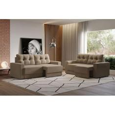 Conjuntos de Sofás 2 e 3 Lugares Lubeck Retrátil Bege