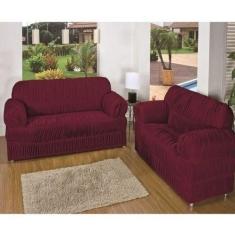 Capa De Sofa 2 E 3 Lugares 21 Elastico - Lu Enxovais, Bordô
