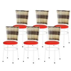 Jogo 6 Cadeiras Para Cozinha Branca Hawai Cappuccino Premium - Lamar D