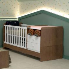 Berço Multifuncional Selena Carolina Baby Branco/Amadeirado