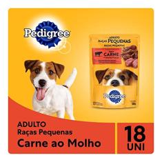 Kit Ração Úmida Pedigree Sachê Carne ao Molho para Cães Adultos de Raças Pequenas 18x100g