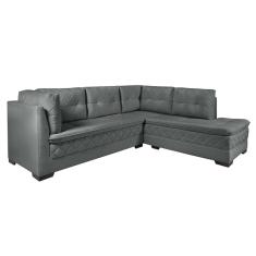 Sofá de Canto 6 Lugares Canadá Suede Aveludado Petróleo