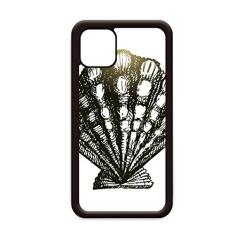 Capa Scallop Marine Life Ilustração preta para iPhone 12 Pro Max para Apple Mini Mobile Case Shell