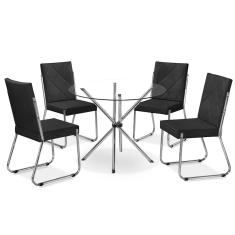 Mesa de Jantar Aço Nobre Letícia Plus com 4 Cadeiras Liz com Assento em Tecido Animale