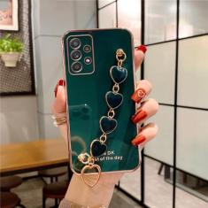 Para Samsung A13 Case Love Heart Bracelet Phone Case Para Samsung Galaxy A32 A23 A33 A53 A73 A52 A72 A71 A51 A31 A11 A50 A20 Capa, Verde Escuro, Para A72