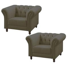 Kit 02 Poltronas Decorativa Maggiore Couro Fendi - Gran Belo