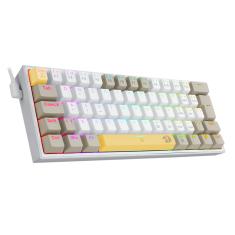 Teclado Mecanico Gamer Fizz Rgb Amarelo Branco E Cinza Switch Marrom